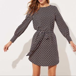 Loft Petite Mosaic Tie Waist Shirtdress